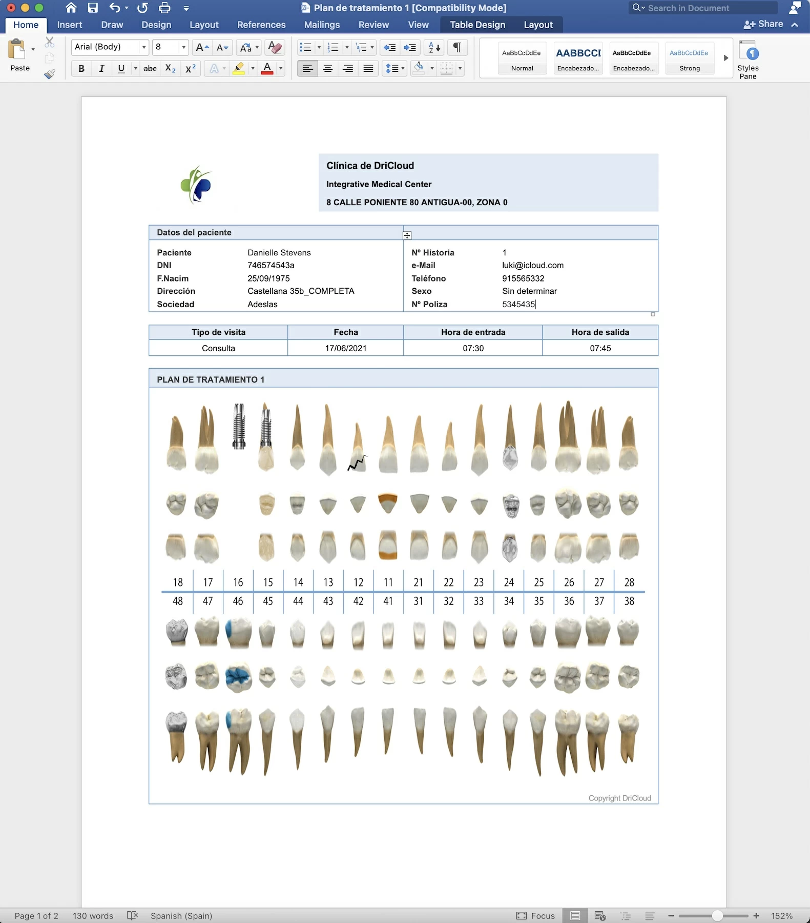 Plan de tratamiento dental
